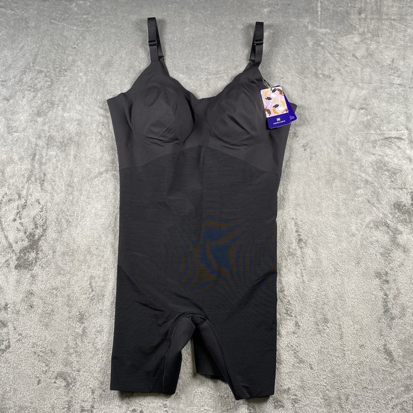 Honeylove Other - HoneyLove Mid-Thigh Shapewear Bodysuit Women's Sz 2X Black Built-In Bra NWT